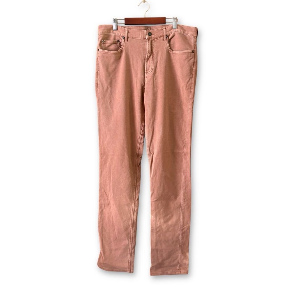 Faherty Men's Stretch Terry 5-Pocket Pants Mesa Red NWOT Flawed 34 x 34